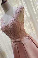 Charming Pink Satin Long Formal Gown, Prom Dress , Lovely Satin Party Dress