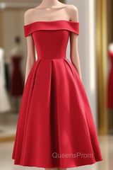 Charming Satin Red Off The Shoulder Homecoming Dress, Party Dress