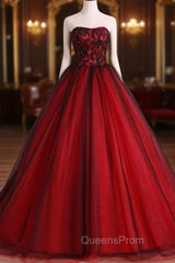 Charming Sweetheart Red and Black Gown, Sweet 16 Dress, Evening Dress