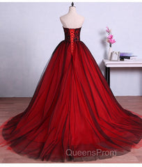 Charming Sweetheart Red and Black Gown, Sweet 16 Dress, Evening Dress