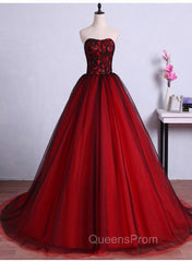 Charming Sweetheart Red and Black Gown, Sweet 16 Dress, Evening Dress