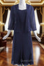 Charming Tea Length Party Gown Navy Blue Mother of the Bride Dress