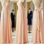 Cheap Junior Pleating Chiffon Spaghetti Strap Sweetheart Backless Floor-Length Maxi Bridesmaid Dress,