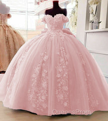 Cheap Pink Quinceanera Dress Applique Off Shoulder Sweet 16 Ball Gowns