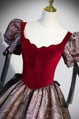 Chic A-Line Short Sleeve Evening Prom Dress, Cute Evening Party Dress