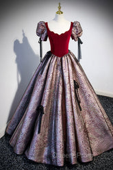 Chic A-Line Short Sleeve Evening Prom Dress, Cute Evening Party Dress