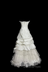Chic Ball Gown Strapless Taffeta Ivory Long Wedding Dress Bridal Dress