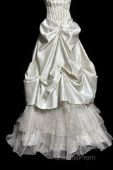 Chic Ball Gown Strapless Taffeta Ivory Long Wedding Dress Bridal Dress