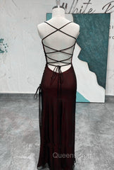 Chic Black and Red Long Cross Back Party Dress, Black and Red Wedding Party Dress