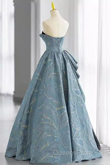 Chic Blue Strapless Long Evening Prom Dress Fairy Evening Dress