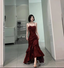 Chic High Low Spaghetti Straps Burgundy Long Birthday Dress Birthday Outfits