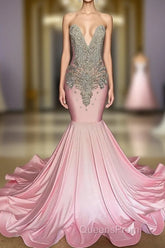 Chic High-neck Sleeveless Mermaid Evening Prom Dress With Beading