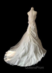 Chic Mermaid Halter Satin Ivory Long Wedding Dress Bridal Dress