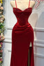 Chic Mermaid Spaghetti StrapsSatin Long Classy Dress With Beading Wedding Guest Dress