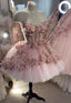Chic Pink Classy Prom Dress Hand Made Flowers 18Th Birthday Outfits