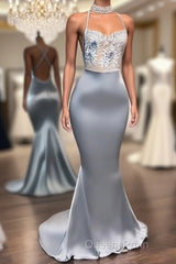 Chic Sequins Sleeveless Mermaid Evening Prom Dress Glitter New Arrival Halter Red Evening Gowns