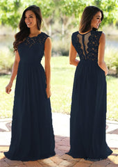 Chiffon Long/Floor-Length A-Line/Princess Sleeveless Bateau Zipper Prom Dresses With Appliqued