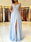 Classic Chiffon Evening Dress A Line V Neck Floor Length Split Front Party Dresses Evening Dresses