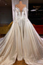 Classic V-Neck Long Sleeves Prom Dresses With Beads