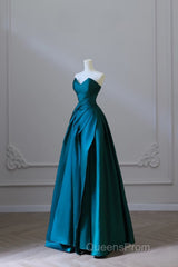 Classy Ball Gown Strapless Satin Ruffles Long Evening Dress Evening Prom Dress