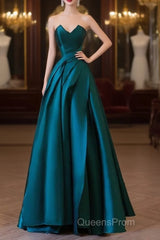 Classy Ball Gown Strapless Satin Ruffles Long Evening Dress Evening Prom Dress