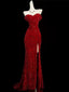 Classy Mermaid Sweetheart Red Slit Sequin Long Classy Evening Gowns Classy Prom Dress