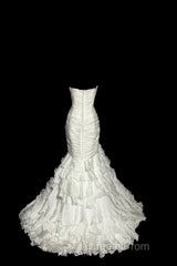 Classy Mermaid Sweetheart Tulle Ivory Long Wedding Dress Bridal Dress