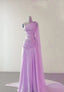 Classy Sheath One Shoulder Pink Long Chiffon Classy Evening Gown Classy Prom Dress