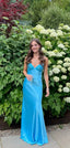 Classy Spaghetti Strap Sleeveless Mermaid Satin Long Classy Prom Dress