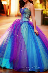 Colorful Floor Length Long Evening Prom Dress, Colorful Evening Dress