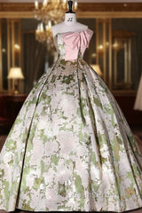 Colorful Strapless Pink Bow Quinceanera Dress