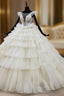 Come In a Wide Variety Of On-Trend Styles, Ivory White Ball Gown Tulle Tiers Beading Bateau Wedding Dress