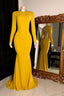 Curvy Long Sleevess Open Back Mermaid Evening Dresses