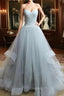 Custom Made Sweetheart Neck Floor Length Light Grey Evening Prom Dress, Evening Prom Gown, Evening Dress