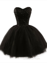 Sweetheart Short Black Lace Evening Prom Dress, Black Lace Graduation / Homecoming Dress