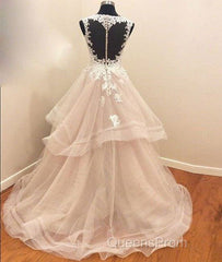 Custom Made Tulle Lace Long Evening Prom Gown, Lace Evning Dress