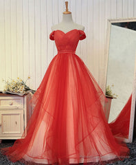 Custom Made Tulle Off Shoulder Long Prom Dress, Evening Dress