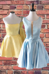 Cute A-line Short Yellow Homecoming Dress,Elegant Graduation Dress
