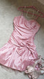 Cute A Line Straps Pink Satin Homecoming Dress Short Birthday Dress With Bow