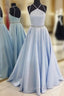 Cute Blue Long Evening Prom Dress, Blue Long Evening Dress