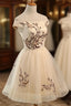 Cute Champagne Off Shoulder Knee Length Evening Prom Dress , Lovely Evening Dress