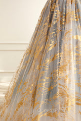 Cute Gradient Tulle Long Evening Dress, A-Line Strapless Evening Prom Dress Evening Dress