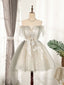 Cute Gray Tulle Lace Short Evening Prom Dress, Gray Tulle Puffy Homecoming Dress