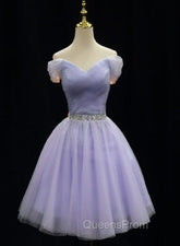 Cute Light Purple Beaded Tulle Homecoming Dress, Short Evening Prom Dress Evening Dress