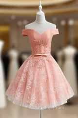Cute Lovely Off Shoulder Tulle with Lace Party Dress, Evening Prom Dress