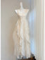 Cute Off-White Ruffled Chiffon Long Classy Prom Dress Bridesmaid Dress