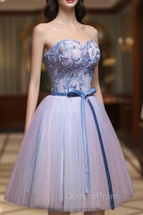 Cute Pink and Blue Homecoming Dress, Tulle Short Evening Prom Dress
