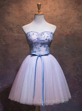 Cute Pink and Blue Homecoming Dress, Tulle Short Evening Prom Dress