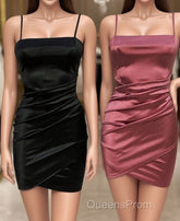 Cute Pleated Red Short Homecoming Dress Bodycon