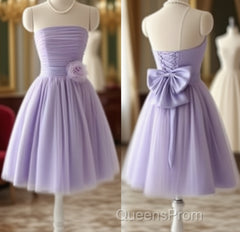 Cute Purple Strapless Pleat Short Homecoming Dress Wedding Party Dress